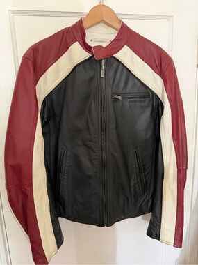 Wilsons M. Julian Jacket Mens Red White Black Leather Racer Moto Biker